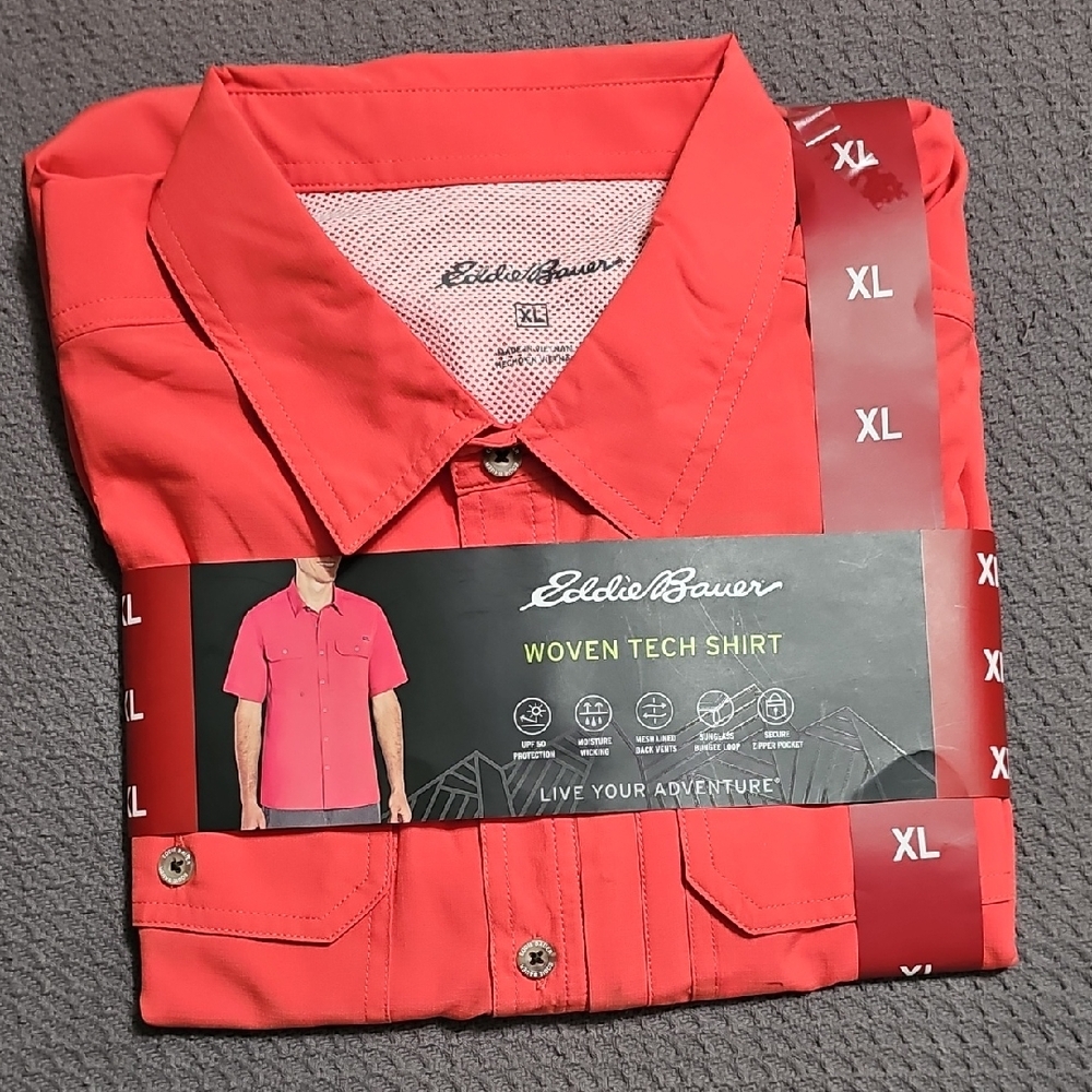 Eddie Bauer Vibrant Red Button-Up Shirt